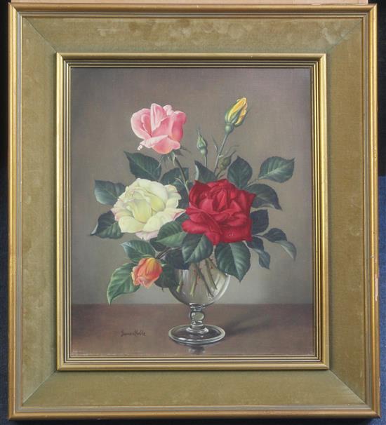 § James Noble (1919-1989) Still lifes of roses, 14 x 11.5in.